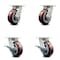 Service Caster 5 Inch Kingpinless Poly on Polyolefin Wheel Swivel Caster Set with 2 Brakes SCC SCC-KP30S520-PPUR-2-SLB-2 - alternate 1